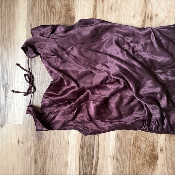 Meshki Deep Brown Satin Maxi Dress - Picture 9 of 12